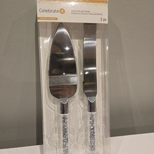 Celebrate It Silver Cake Knife and Server Set